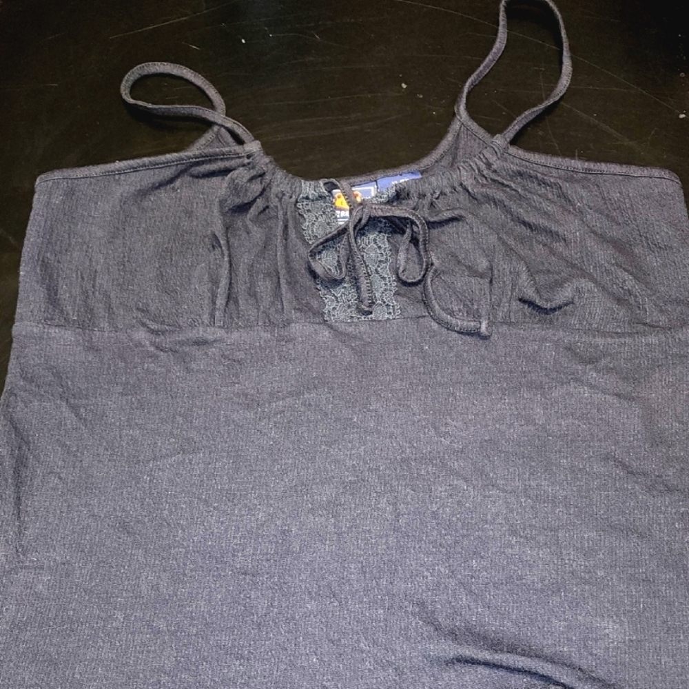 Women's Black Spaghetti Strap Peasant Style Tank Top Sz XL